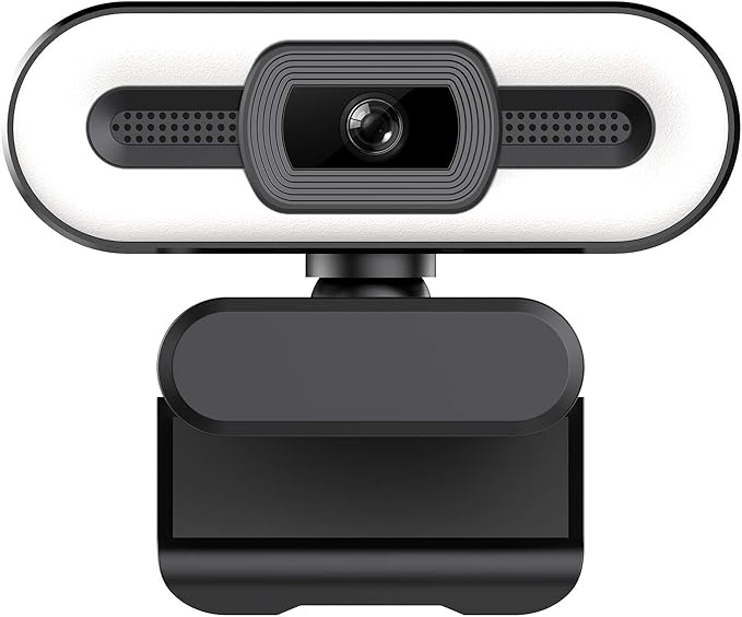 AYNEFY Webcam with Noise Suppression Microphone Live Streaming Webcam 4K 5MP HDR Image Quality Dimmable Lighting Plugandplay for Home Office Streaming