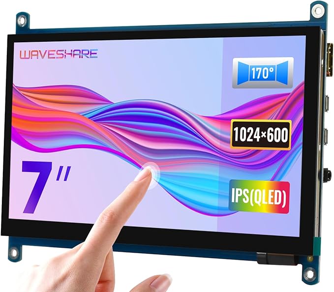 waveshare 7inch QLED Quantum Dot Display 1024×600 Resolution Compatible with Raspberry Pi 5/4B/3B+/3A+/2B/B+/A+/Zero/Zero W/WH/Zero 2W CM3+/4 Supports Windows