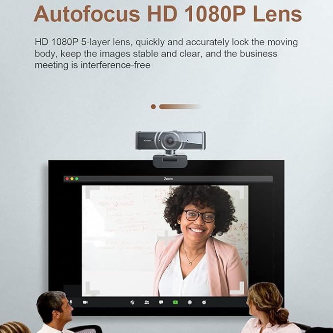 1080p Business Webcam with Built-in Microphone Autofocus Full Web Computer Camera