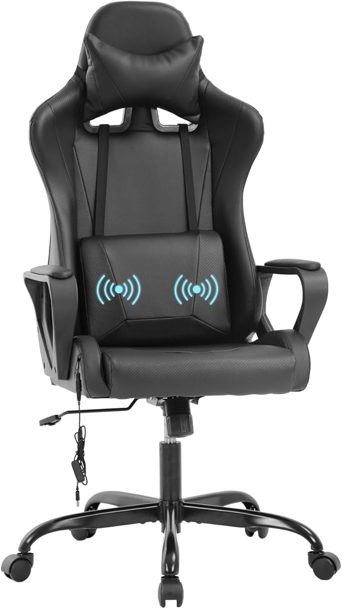 PayLessHere High Back Gaming Chair PC Computer Chair with Lumbar Support Arms Headrest Executive Racing Style Ergonomic Office Chair with Adjustable Rolling Swivel PU Leather Desk Chair