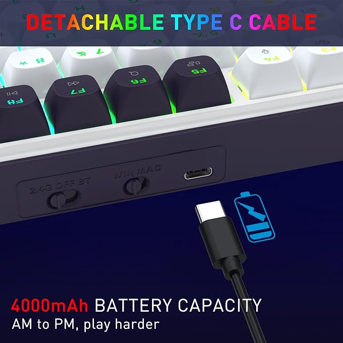 Redragon K744 PRO 99 Keys Wireless Gasket RGB Gaming Keyboard 3-Mode Mechanical Keyboard w/Hot-Swap Socket Round PBT Keycaps &amp 5-Layer Noise Dampening Custom Linear Switch