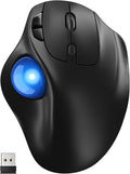 Ergonomic Wireless Trackball Mouse 3 Device Connection (Bluetooth or 2.4G USB Receiver) Bluetooth Quiet Computer Mouse 2*AAA Battery Thumb Laptop Mice with 5 Level DPI for PC/Laptop/Mac/Windows Blue
