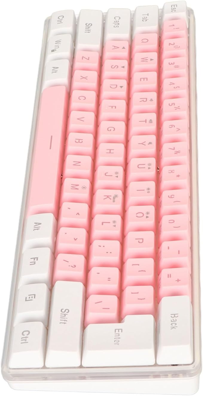 Generic Mini 61 Keys Wired Gaming Keyboard RGB 60 Percent Imitated Mechanical Compact for Typist (White Pink)