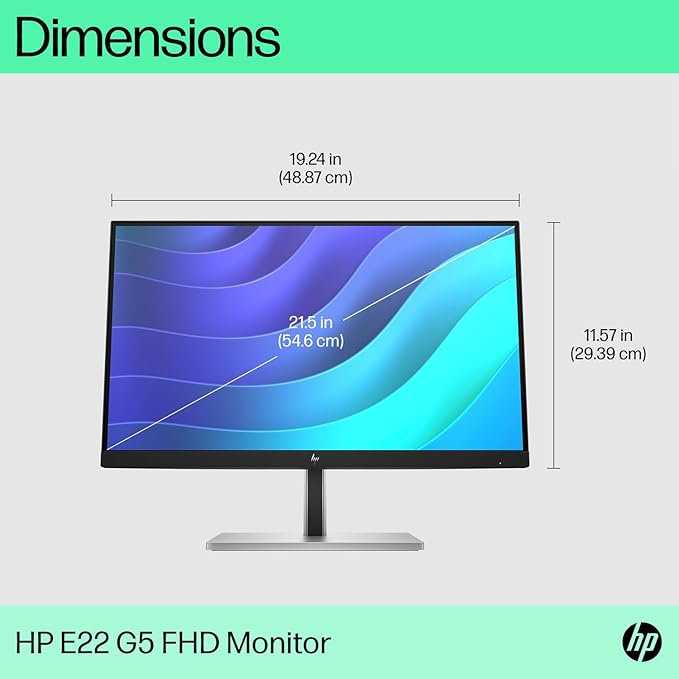 HP E22 G5 22 FHD IPS Monitor with 5ms Response Time Anti Glare Flicker Free VESA Mount (100 x 100mm) Displayport HDMI &amp Dockztorm USB Port Expander Black/Silver (6N4E8AA#ABA)