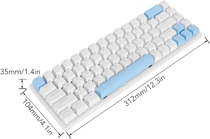 K551 Mechanical Gaming Keyboard with RGB Backlight Blue Switch 104 Keys Black Portable and Compact Design Anti Ghosting Wide Compatibility (White Blue)