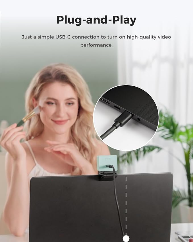 OBSBOT Meet 2-4K Webcam for PC with 1/2 Sensor AI Framing &amp Autofocus Beauty Mode Lightweight Gesture Control HDR Dual Microphone 60 FPS Web Cam for Streaming Meeting Gaming. (Aurora Gr