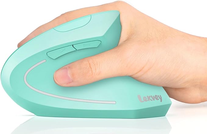 Lekvey Ergonomic Mouse Vertical Wireless Mouse Rechargeable 2.4 GHz Optical Carpal Tunnel Mouse : 800/1200 / 1600 DPI 6 Buttons for Laptop PC Mac Computer Desktop Notebook etc Green