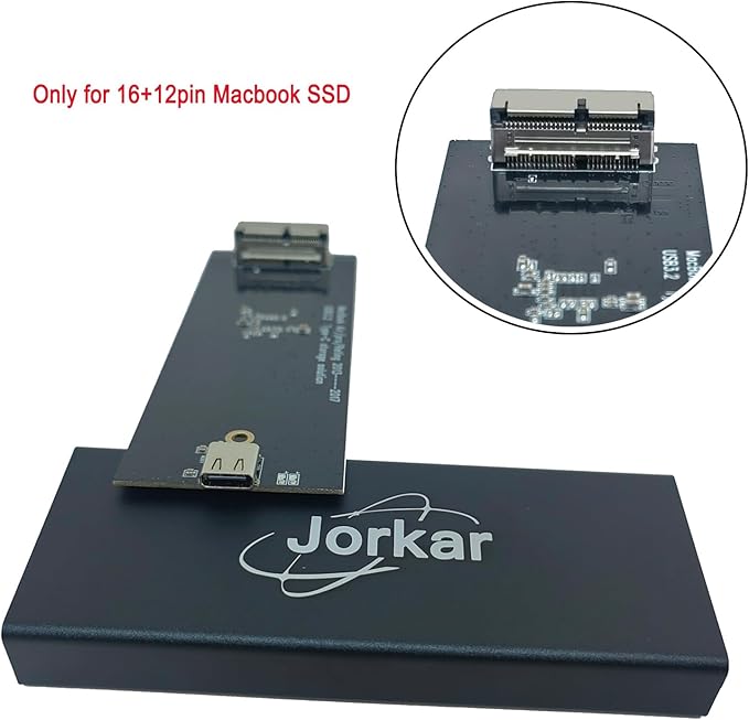 External USB-C 3.2 SSD Enclosure for MacBook Air/Pro 12+16 PIN SSDs Hard Drive Reader for A1466 A1465 A1502 A1398 SSDs mid 2013-2017 Portable Mac SSD to USB C Adapter Case