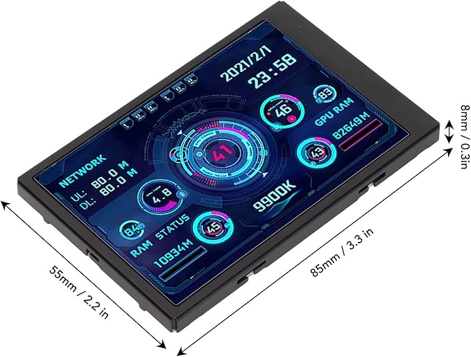 GOWENIC 3.5in Computer Temp Monitor PC Sensor Panel Display PC CPU GPU HDD Data Monitor Computer Temperature Display for System (GOWENICprnzt940dh7119)