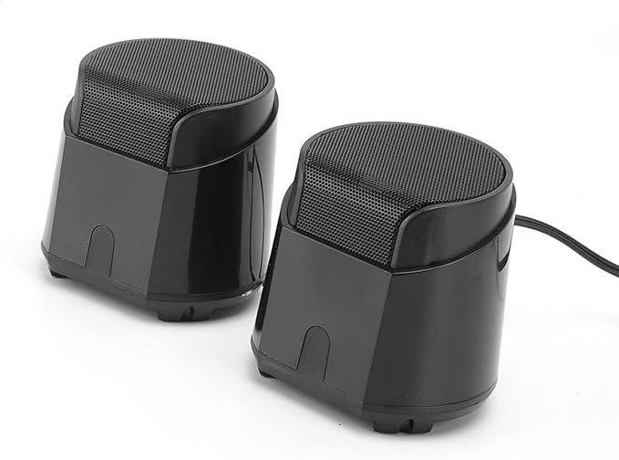 D2 USB Powered Stereo Speakers Wired Portable Multimedia Speakers for Computer and Phone 3W x2 Black - Clear Stereo Surround Sound Easy Volume Control Desktop Use for Home