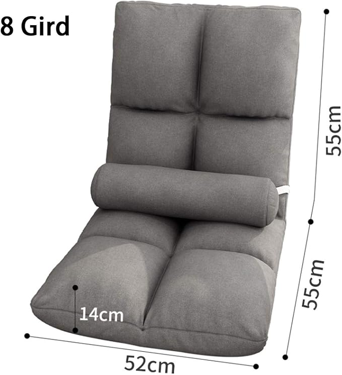 Adjustable 5Position Floor Chair -Pillow Gaming Chair-Cushion Dorm Rocker-Gamer-Comfy for Reading Game Meditating-Simplicity Style-and Free Long Bolster Pillow (Grey)