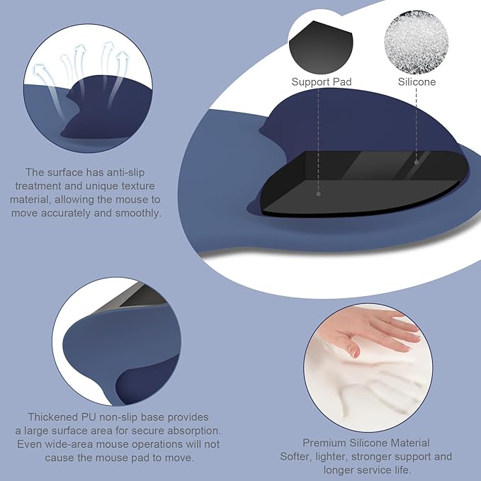 MOSISO Wrist Rest for Keyboard Mouse Pad Set Large Gaming Deskpad&ampCircle Curved Mousepad&ampKeyboard Wrist Rest&ampCoaster Ergonomic Non-Slip Mousepad&ampEasy Typing Pad with Silicone Lining
