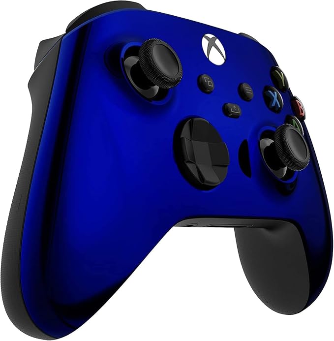 Custom Controllerzz Wireless Controller for Microsoft Xbox Series X/S &amp Xbox One - Custom Soft Touch Feel - Custom Xbox Series X/S Controller (X/S Blue Chrome)