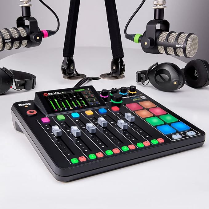 Rode PodMic Dynamic Podcasting Microphones (Pair) with Rode PSA1+ Professional Studio Boom Arms Studio Graded Headphones XLR Cables and StreamEye Polishing Cloth