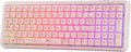 MechLands X Maorbeng X100 PRO Membrane Gaming Keyboard with Number Pad RGB Backlits Wireless Computer Keyboard with 5000mAh Battery BT/2.4G/USB-C Wired 96% Layout for Windows/Mac/PC (Pink)