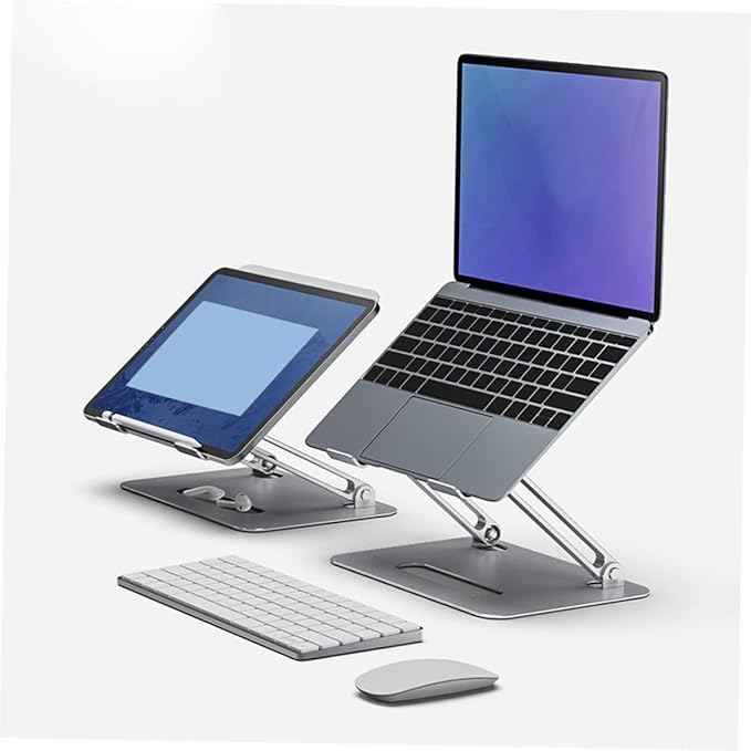 Adjustable Height Laptop Cooling Pad with Dual Fans Aluminum Alloy Ventilated Cooler Stand for Gaming and Office Use Silver