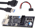 xiwai USB 3.0 19/20Pin &amp Type-E Female Header Splitter to Dual Type-E &amp USB 3.0 20Pin Outputs 5Gbps Black 11cm Cable PC Adapter