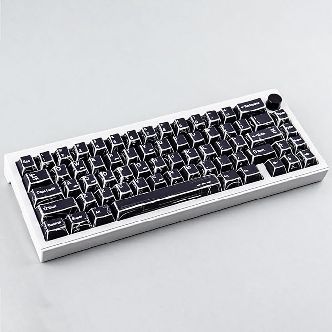 Heykit PBT Keycaps - Japanese Manga Theme Keycaps for 60% 65% 75% 100% Keyboard 131 Keys Dye-Sub Custom Cherry Profile Keycap Minimalist Style Key Caps for Cherry MX Mechanical Keyboard Black