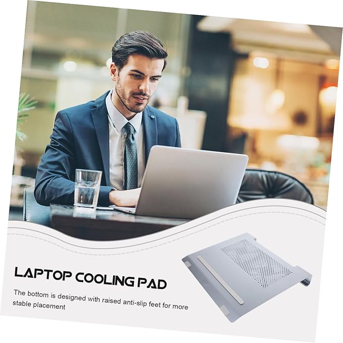 Aluminum Alloy Laptop Cooler Stand with Dual Fans for Notebooks to 17.3 Inch Quiet Cooling Pad with Elevated Ergonomic Design Gray Compatible with Gaming and Office Laptops
