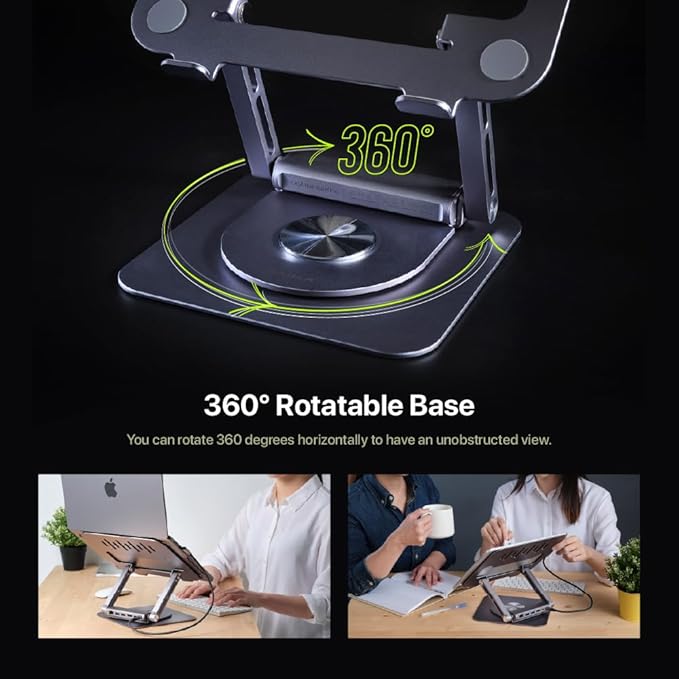 ADAM elements Hub Stand Pro 6-in-1 USB-C Laptop Docking Station Foldable Laptop Stand with 4K HDMI 100W PD &amp USB 3.0 for MacBook Pro/Air M4-M1 iPad &amp USB-C Laptops
