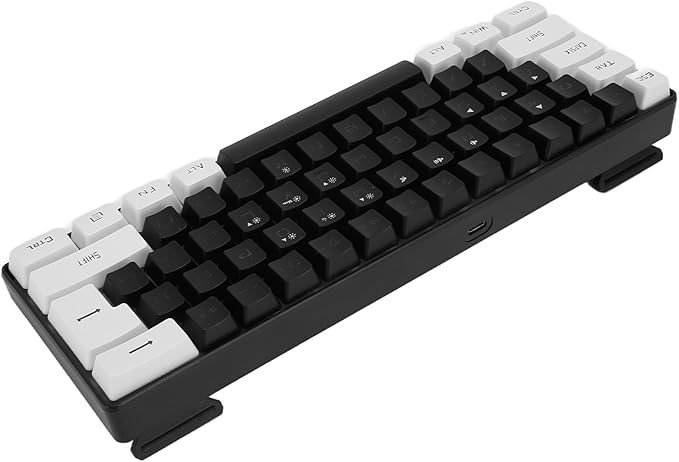 Wired Gaming Keyboard Small Compact 61 Keys Ergonomic Keyboard with LED Backlight for Office Business Travel Use (Black)