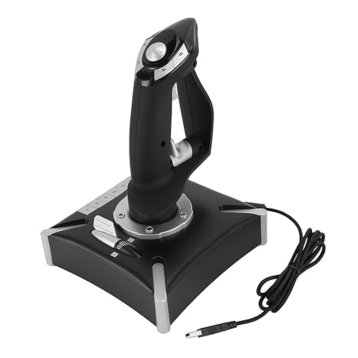 Xiuganpo Stick Throttle and Control Panel with 8 Way Hat Simulated Throttle Rudder and 16 Key Functions Simulator Controls Joystick Simulator Controls Vibration Stick for