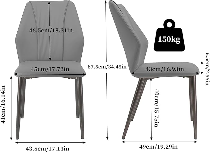 Adjustable Office Computer Chair with Armrest 2pcs Leather Upholstered Dining Chair with High Backrest for Living Room Kitchen(Dark Grey)