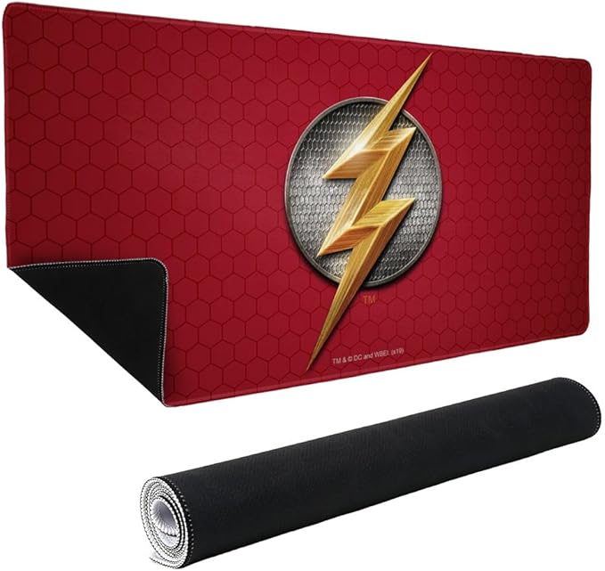 Justice League Movie Flash Logo Large Gaming Mouse Pad Desk Mat with Stitched Edges Non-Slip Base for Gamer Home and Office 31.5 x 15.7