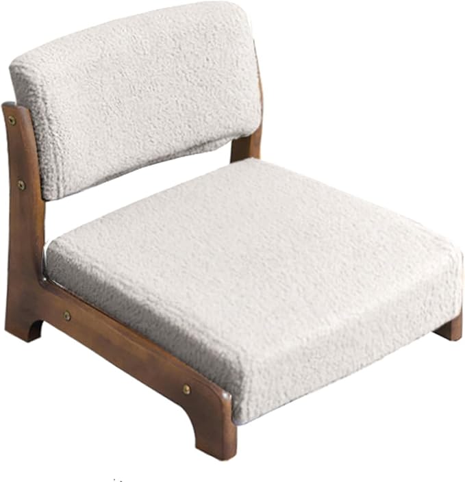 BTZHY Floor Chair Solid Wood Tatami Chair Back Stool Dormitory Bed Chair Window Seat Floor Room Chair Legless Chair(H)