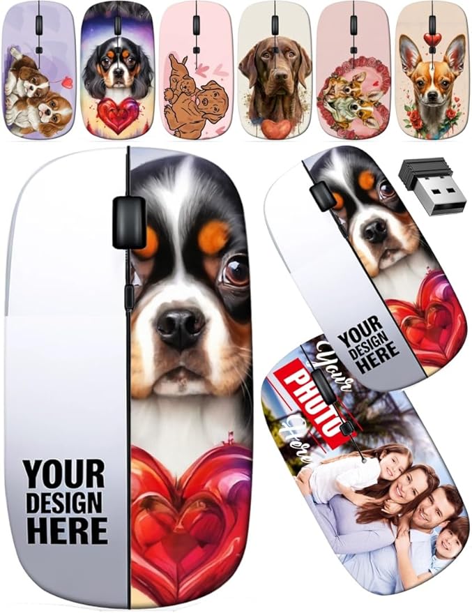 maizi Custom Wireless Mouse Silver for Laptop Chromebook Computer Wireless Mice Silver Image ID: The Portrait of Labrador Image 2.4 Ghz Travel Mouse Portable Printed in USA