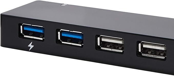 Amazon Basics USB 3.0 10-Port Hub with AC Adapter 5Gbps Faster Data Transfer for Multiple Devices Black
