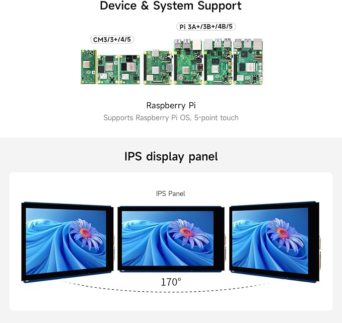 KLAYERS 3.5-inch DSI Capacitive Touch Display Compatible with Raspberry Pi480 × 800 Pixel IPS Panel