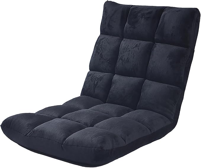 NaKeah Floor Chair w/Back Support Folding Sofa Chair w/6 Adjustable Positions Padded Lazy Sofa Floor Gaming Chair for Reading MeditatingA