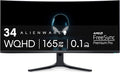 Alienware AW3423DWF Curved QD-OLED Gaming Monitor - 34-inch Quantum Dot OLED 0.1Ms 165Hz 21:9 Curved Display 99.3% DCI-P3 Color Gamut VESA DisplayHDR True Black 400 AMD FreeSync Premium Pro - Black