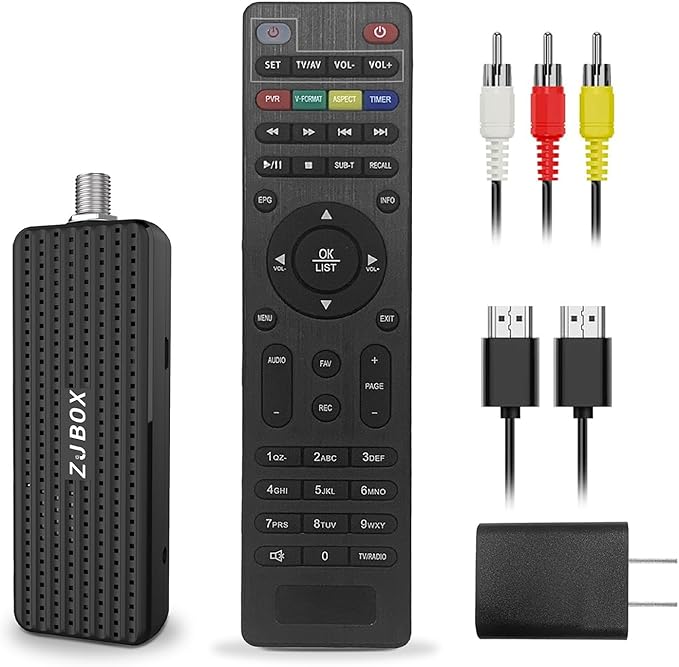 Digital Converter Box for TV1080P ATSC tv Tuner Box with hdmi Output and 3RCA Cables Hidden Behind TVwith Power Adapter2-in-1 RemoteTV Program Recording&ampPlaybackUSB Media Player