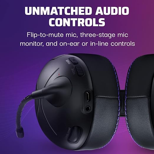 Victrix Gambit Black Wireless and Wired Gaming Headset with Mic - Playstation PS4 PS5 - Esports-Ready Pro Audio Noise Cancelling Microphone Ultra-Comfort Over The Ear Headphones