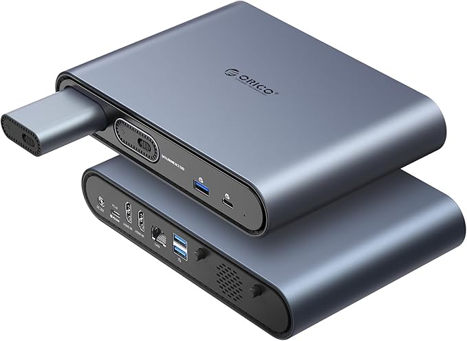 ORICO 10 in 1 USB-C Docking Station with Dual M.2 NVMe/SATA SSD Enclosure 10Gbps USB-C&ampUSB-A Dual HDMI 4K@60Hz 60W PD RJ45 Ethernet for MacBook Pro/Air (PTM2)