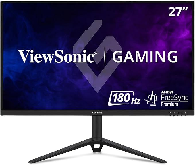 ViewSonic VX2728J 27 Inch 1080p IPS Gaming Monitor with 180Hz 0.5ms FreeSync Premium NVIDIA G-Sync Compatible Advanced Ergonomics HDMI and DisplayPort Inputs (Renewed)