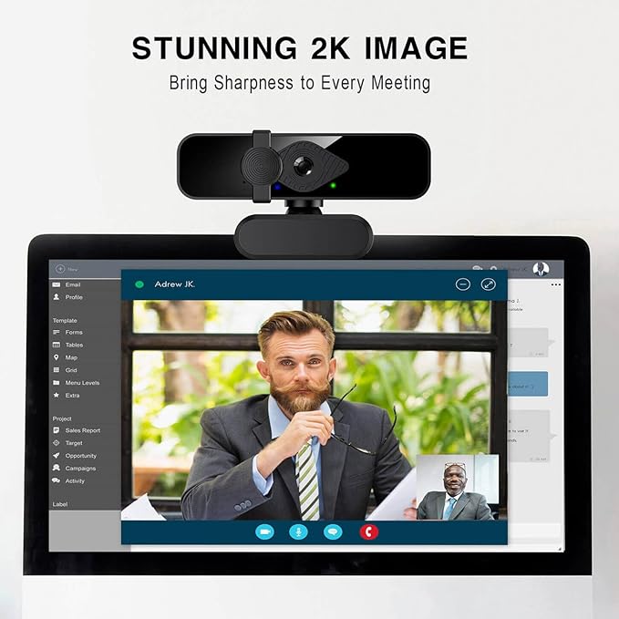2K Ultra HD Webcam Computer Camera for PC Monitor Laptop Desktop - External Web Cameras with Microphone USB C Adapter Privacy Cover for Video Conferencing Streaming &amp Online Learning