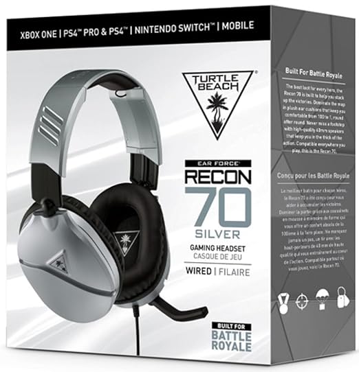 Turtle Beach Recon 70 Silver Gaming Headset - PS4 PS5 Nintendo Switch Xbox One &amp PC