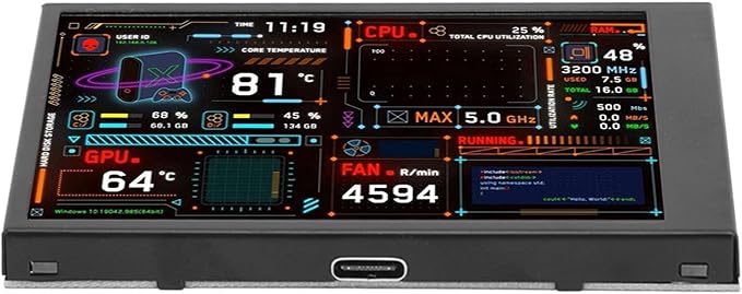VBESTLIFE 3.5inch Computer Temp Monitor USB C PC Mini Sensor Panel Display for aida64 PC CPU Data Temperature Monitor Computer Case Secondary Screen