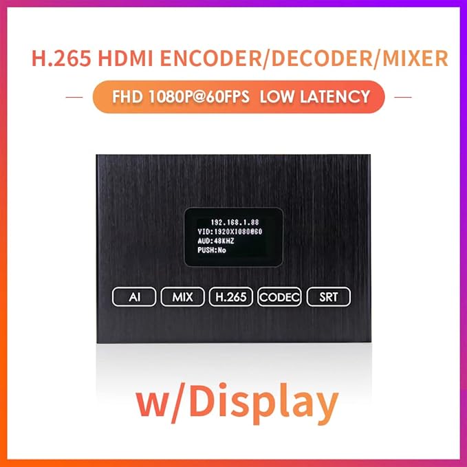 EXVIST H.265 1080P HDMI Video Encoder/Decoder w/Screen USB2.0 for 1080p Webcam Video Decoding from RTSP/TS Feed Compatible with ONV/HK for CCTV Surveillance or Network Video Recorder(NVR)