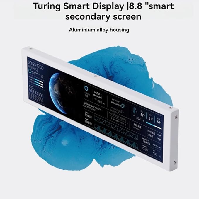 Turing 8.8 IPS Type-C Secondary Display Monitor for Real-Time CPU GPU RAM Data with Smart Display Case Black