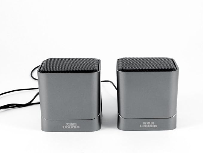 Silver Tone Volume Control USB 2.0 Desktop Mini Speaker Box Pair for MP4 PC Computer