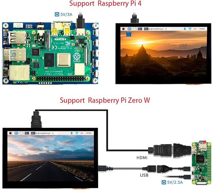 waveshare 4.3inch HDMI LCD (B) 4.3 800x480 Touch Screen LCD Capacitive Display IPS Monitor for Raspberry Pi 4B/3B+/3B/2B/A+/Zero/Zero W/WHJetson NanoPC Windows 10/8.1/8/7BB Black Banana Pi