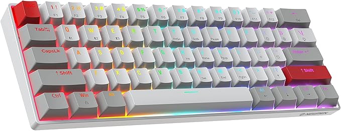 Newmen GM610 60% Wireless Mechanical KeyboardWired/Bluetooth/2.4G RGB Backlit61 Anti-Ghosting KeysProgrammableHot-Swappable Gaming Keyboardfor PC Windows Mac Laptop Computer(Linear Red Switch)