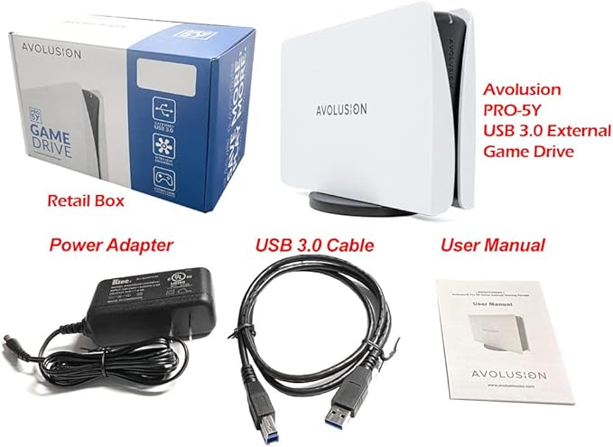 Avolusion PRO-5Y (White) 8TB USB 3.0 External Gaming Hard Drive for PS5 / PS4 Game Console (Renewed)