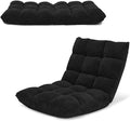 COSTWAY Adjustable Gaming Chair Video Gaming Chairs with Back Support Alloy Steel Frame Soft Coral Fleece Lazy Sofa Lounge for Reading Living Room Recliner for Adults Kids Black