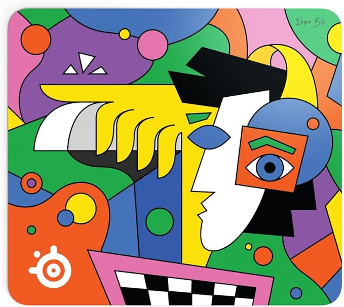 SteelSeries QcK Gaming Mouse Pad — Limited Edition Artist Collaboration — Roma Bib — Non-Slip Rubber Base — Peak Tracking and Stability — Optimized for Gaming Sensors