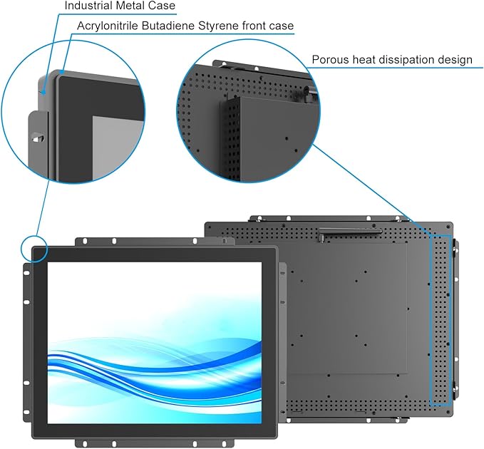 GreenTouch 15 Inch Open-Frame Touchscreen LCD Monitor -Android All in one Computer with RK3566 RAM 4G &amp ROM 32G - Capacitive PCAP -1024x768-5:4-Black - Front IK08/IP65
